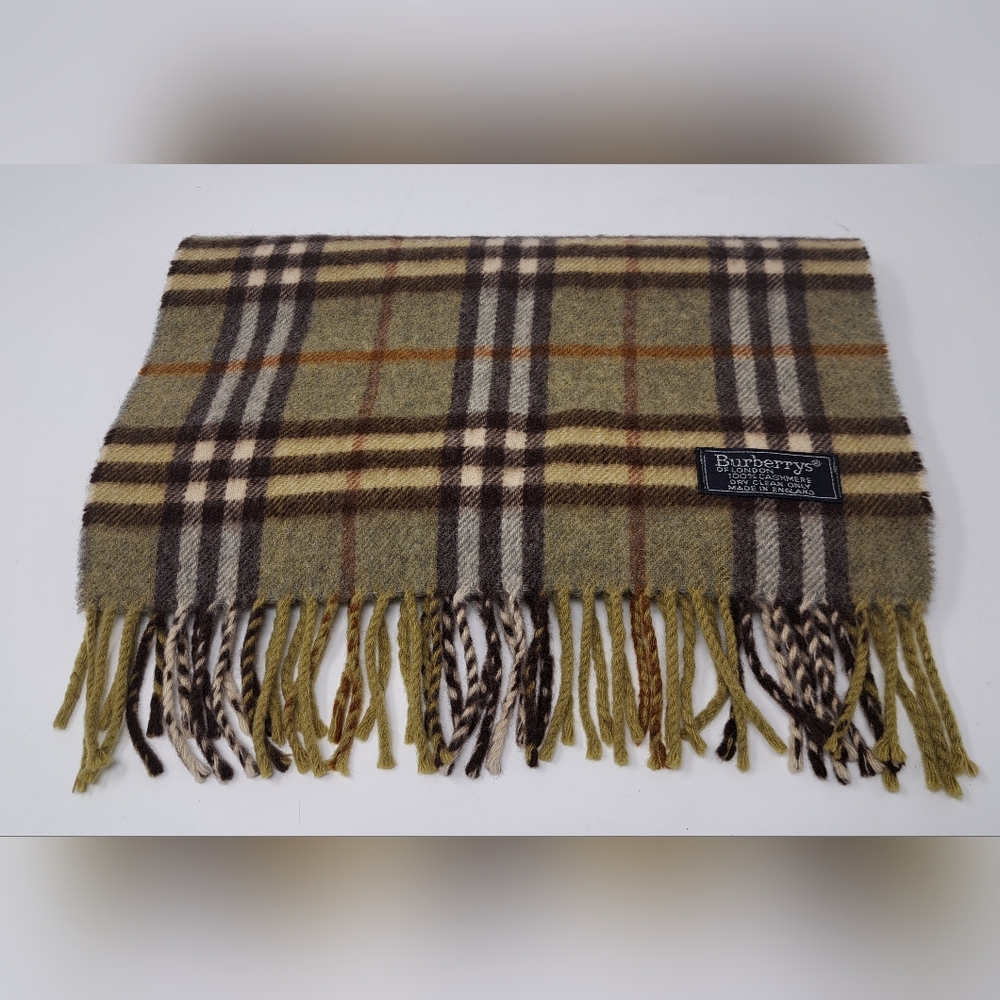 Burberry Vintage Scarf Nova Check 100% Cashmere England 90s Y2K 56" x 12" - Picture 1 of 11
